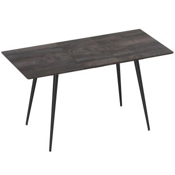 HOMCOM Masă Extensibilă pentru Sufragerie, 6-8 Persoane, 120-160x75 cm, Blat Efect Lemn, Picioare din Oțel | Aosom Romania