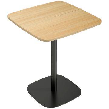 HOMCOM Masă mică, 60 cm, pătrată, blat MDF, bază din oțel, pentru living, sufragerie, bucătărie, lemn natural+negru | Aosom Romania