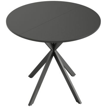 HOMCOM Masă rotundă de bucătărie, 80 cm, blat compact, placă aglomerată, metal, Negru | Aosom Romania