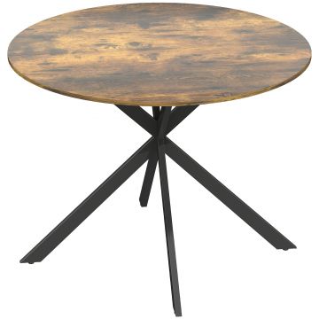 HOMCOM Masă rotundă pentru 4 persoane, masă de bucătărie în stil industrial cu picioare din oțel, pentru sufragerie, bucătărie, Maro rustic | Aosom Romania