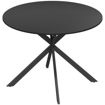 HOMCOM Masă rotundă pentru 4 persoane, masă de bucătărie în stil industrial cu picioare din oțel, pentru sufragerie, bucătărie, negru | Aosom Romania