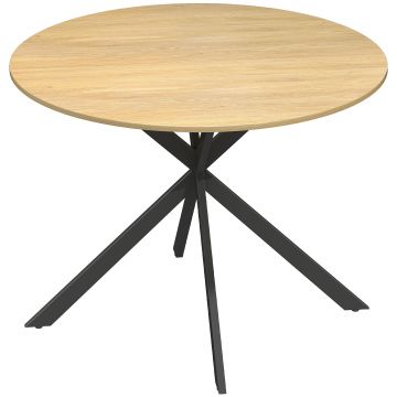 HOMCOM Masă rotundă pentru 4 persoane, masă de bucătărie în stil industrial cu picioare din oțel, pentru sufragerie, bucătărie, stejar | Aosom Romania