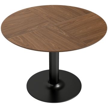 HOMCOM Masă rotundă pentru 6 persoane, masă de bucătărie cu blat generos și bază din oțel, Ø 110 x 78 cm, maro | Aosom Romania