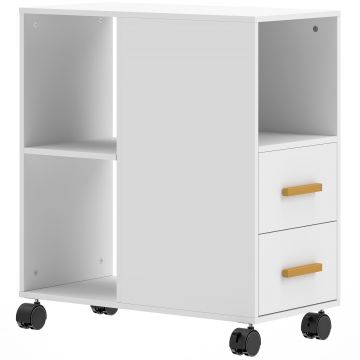 HOMCOM Suport pentru imprimantă Masă pentru imprimantă cu raft reglabil, roți pentru fax scanner 60 x 30 x 65 cm Alb | Aosom Romania