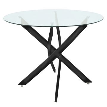 Masa Antoro cu blat din sticla, Natural, D100x75 cm