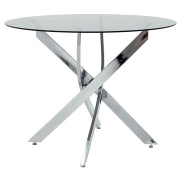 Masa Antoro cu blat din sticla, Natural, D100x75 cm