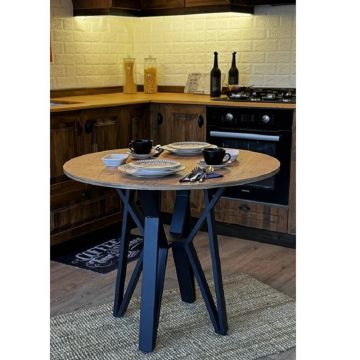 Masa de bucatarie  rotunda nuc negru Ø90 cm