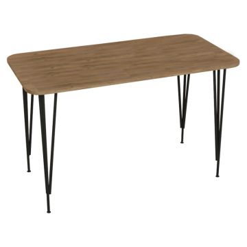 Masa de cina Palkon stejar -metal, negru, 120x60x73 cm