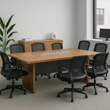 Masa de conferinta Oscar 5cm nuc - antracit 200x100x76cm