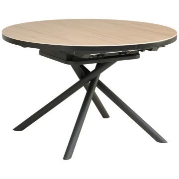 Masă din metal, ceramică, material pe bază de lemn, 120-160/120/76 cm,