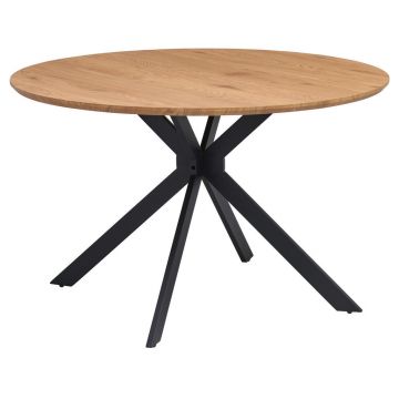 Masă din metal, material pe bază de lemn, 120/120/76 cm,