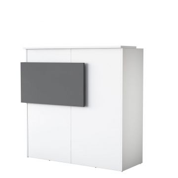 Masa receptie, Hanah Home, pal melaminat, alb si antracit, 110x40x110 cm