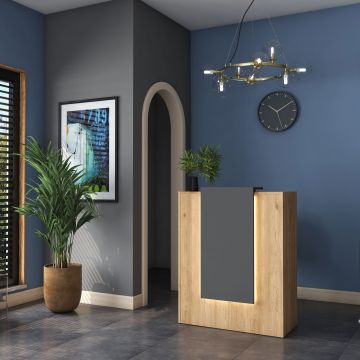 Masa receptie, Hanah Home, PAL melaminat, nuc si antracit, 90x40x110 cm