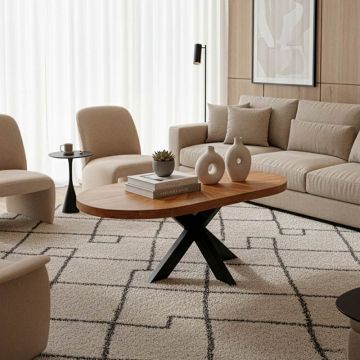 Măsuță de cafea Fardy, negru/natural, 120x60x45 cm