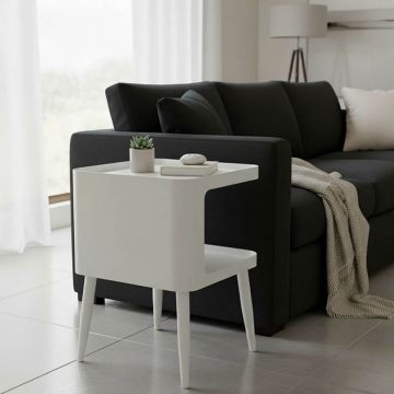 Măsuță laterală Cubino, crem, 35x35x50 cm