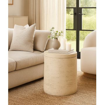 Masuta de cafea, Mauro Ferretti, Antic, 35x43 cm, oxid de magneziu, crem