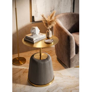 Masuta de cafea, Mauro Ferretti, Egle, 40x55 cm, metal/poliuretan, gri/auriu