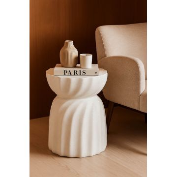 Masuta de cafea, Mauro Ferretti, Twisty, 36x47.5 cm, oxid de magneziu, crem