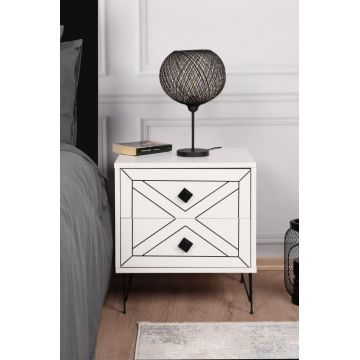 Noptiera Model Sutton, Alb, 50x40x55cm