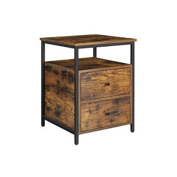 Noptiera, Vasagle, 2 sertare, Maro Rustic, LET067B01, 45 x 45 x 60 cm