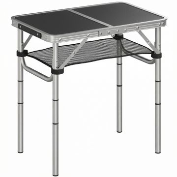Outsunny Masă de Camping Pliabilă 60 cm, Picnic cu Strat de Plasă, Negru | Aosom Romania