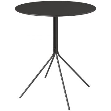 Outsunny Masă de grădină Ø60 x 71 cm, Masă pentru balcon din oțel rezistentă la intemperii, Masă auxiliară rotundă cu tampoane pentru picioare Negru | Aosom Romania