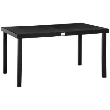 Outsunny Masă de grădină pentru 6 persoane Masă din aluminiu Mobilier de grădină Mobilier lounge ușor de întreținut plastic Negru 140 x 90 x 74 cm | Aosom Romania