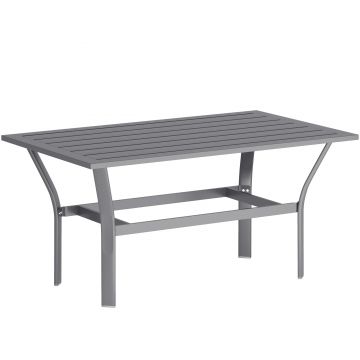 Outsunny Măsuță laterală din metal masă de balcon cu design cu lamele rezistentă la intemperii masă de cafea pentru grădină 91,5 x 55 x 45 cm Gri închis | Aosom Romania
