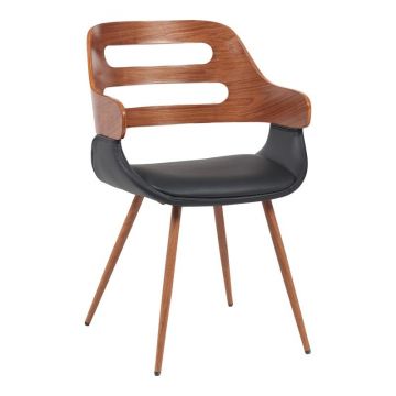 Scaun Fern, negru/nuc, 52x59x80 cm