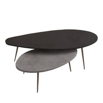 Set 2Masute de Cafea Model Monty, Negru/Gri, 116x46x46 cm