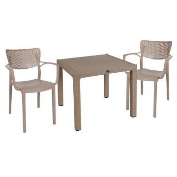 Set de sufragerie Explore-Fontline set  3 piese PP Crem 90x90x74cm