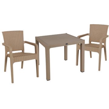 Set de sufragerie Explore-Halcyon set  3 piese PP Crem 90x90x74cm