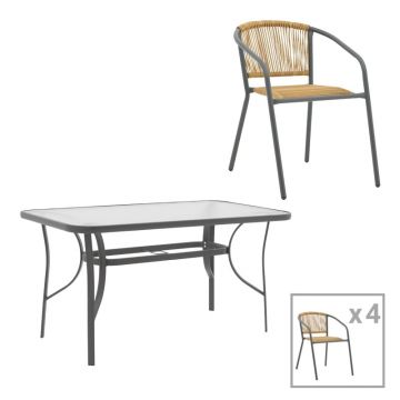 Set dining Ensure-Lindaria, Pako World, Metal, Ratan, Antracit, 120x70x70 cm