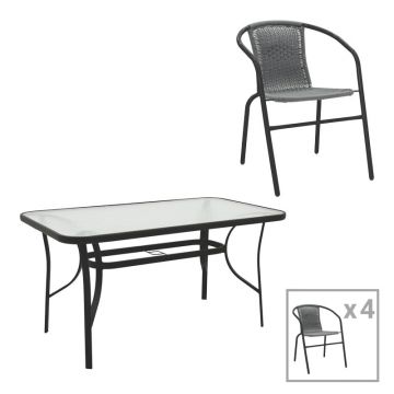 Set dining Obbi-Ensure, Pako World, Metal, Negru, 140x80x70 cm