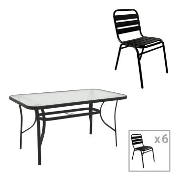 Set dining Sussie-Ensure, Pako World, Metal, Negru, 140x80x70 cm