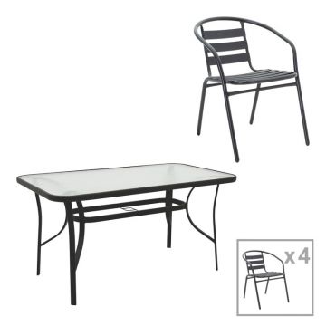 Set dining Tade-Ensure, Pako World, Metal, Negru, 140x80x70 cm