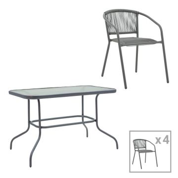 Set dining Valor-Lindaria, Pako World, Metal, Antracit, Ratan, 110x60x70 cm