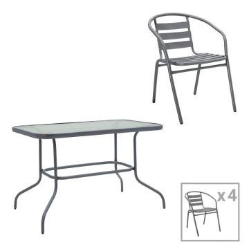 Set dining Valor-Tade, Pako World, Metal, Antracit, 110x60x70 cm