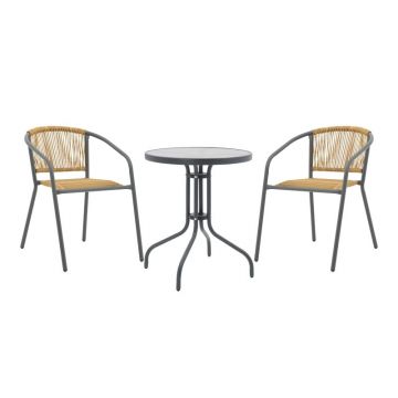 Set dining Watson-Lindaria, Pako World, Antracit, Metal, 60x60x70 cm