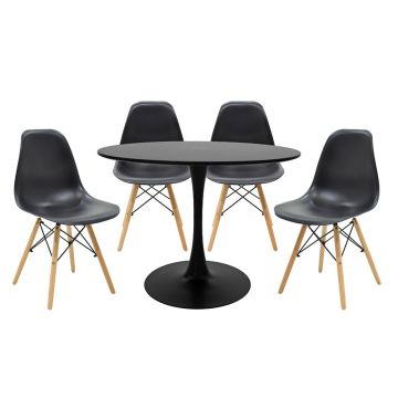 Set Masa de sufragerie Balou-Julita 5  MDF si pp, alb-Natural Ö100x75cm