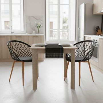 Set Masă si 2 Scaune Manka-Ezra, sonoma/negru, 80x80x77 cm