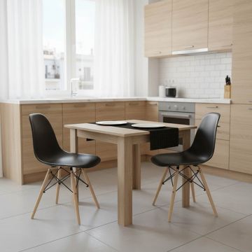 Set Masă si 2 Scaune Manka I-Julita, negru/stejar sonoma, 80x80x77 cm