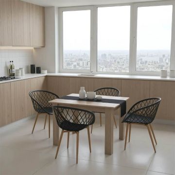 Set Masă si 4 Scaune Manka-Ezra, sonoma/negru, 110x80x77 cm