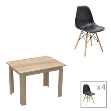 Set Masă si 4 Scaune Manka-Julita, sonoma/negru, 110x80x77 cm