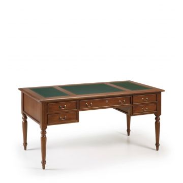 Masa de birou din lemn cu 5 sertare, Vintage Victorian Nuc, L160xl80xH79 cm Masa de birou din lemn cu 5 sertare, Vintage Victorian Nuc, L160xl80xH79 cm
