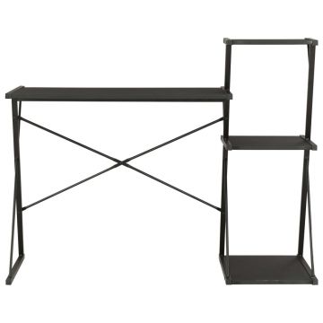 vidaXL Birou cu raft, negru, 116 x 50 x 93 cm