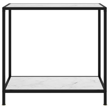 vidaXL Masă consolă, alb, 80 x 35 x 75 cm, sticlă securizată