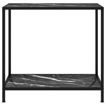 vidaXL Masă consolă, negru, 80 x 35 x 75 cm, sticlă securizată