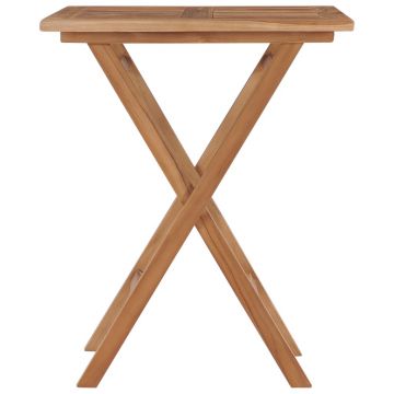 vidaXL Masă de grădină pliabilă, 60 x 60 x 75 cm, lemn masiv de tec