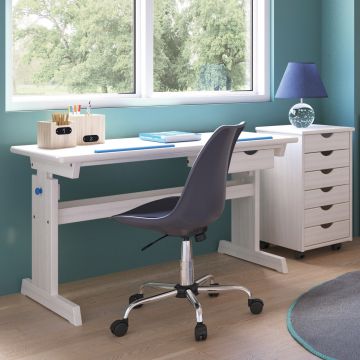 Birou Baru, Inter Link, 109x55x63-96 cm, lemn, alb